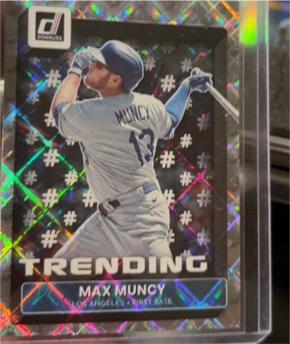 2022 Panini Donruss #T-12 Max Muncy Trending Diamond Parallel — front