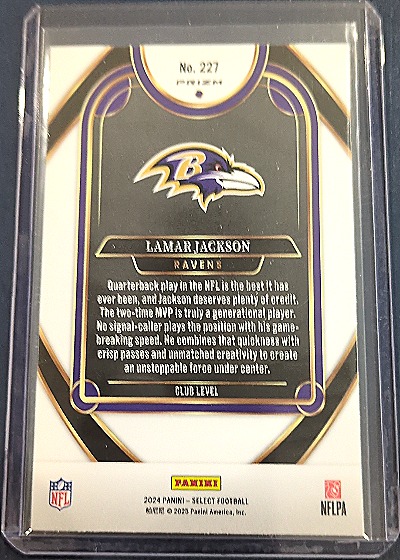 2024 Panini Select #227 Lamar Jackson — back