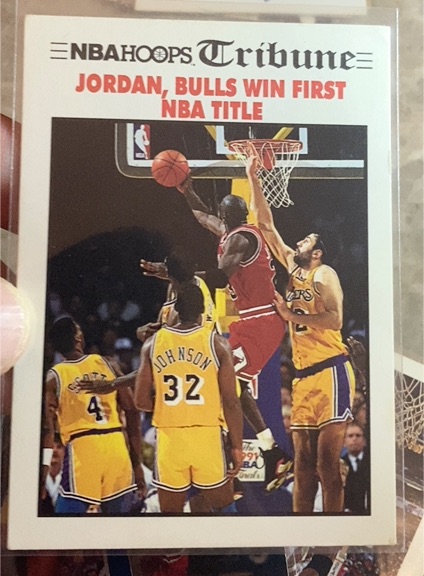 1991 NBA Hoops Tribune #542 Michael Jordan Bulls Win First NBA Title — front
