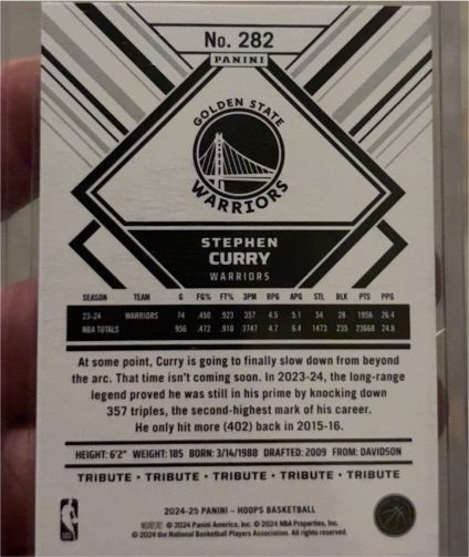 2024-25 Panini NBA Hoops #282 Stephen Curry — front