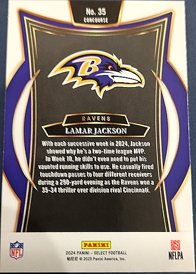 2024 Panini Select #35 Lamar Jackson — back