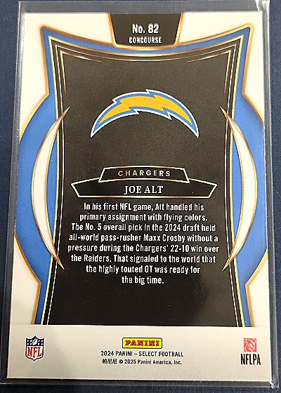2024 Panini Select #82 Joe Alt — back