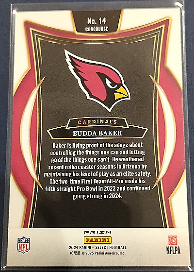 2024 Panini Select Football #14 Budda Baker — back