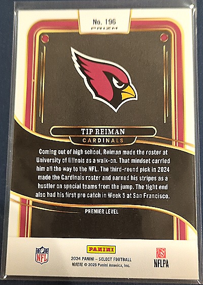 2024 Panini Select Football #196 Tip Reiman — back