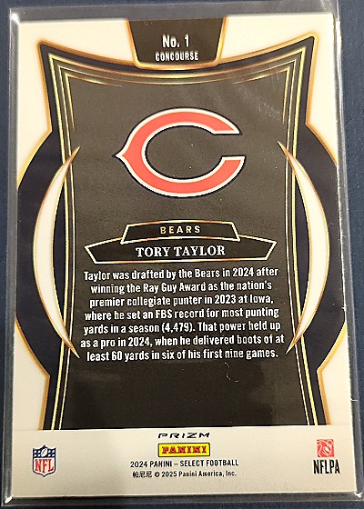 2024 Panini Select #1 Tory Taylor — back