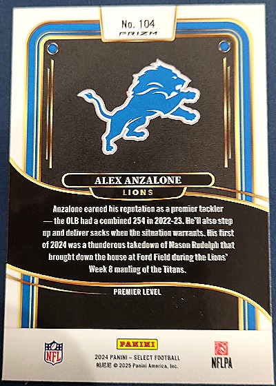 2024 Panini Select #104 Alex Anzalone — back