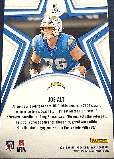 2024 Panini Rookies & Stars #154 Joe Alt — back