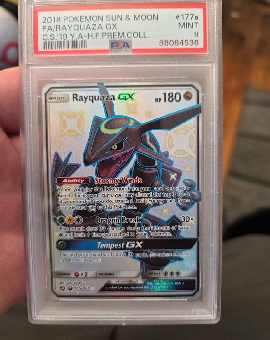 2018 Pokémon Sun & Moon #177a Rayquaza GX — front