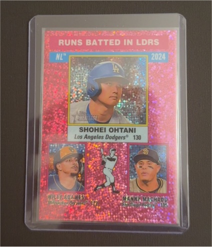2024 Topps Heritage #195 Shohei Ohtani Runs Batted In LDRS Pink Sparkle — front