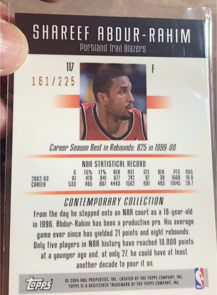 2003-04 Topps Contemporary Collection #117 Shareef Abdur-Rahim — front