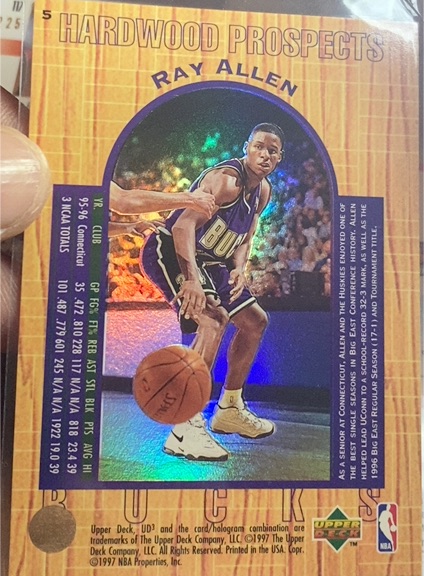 1996-97 Upper Deck UD3 Hardwood Prospects #5 Ray Allen — front