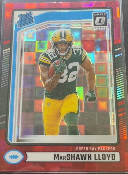 2024 Panini Donruss Optic #374 Marshawn Lloyd Rated Rookie Red Wave Preview — front