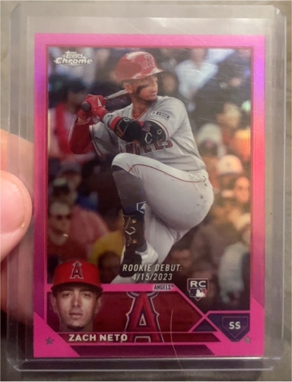 2023 Topps Chrome Update #USC95 Zach Neto Rookie Debut Pink Refractor — front