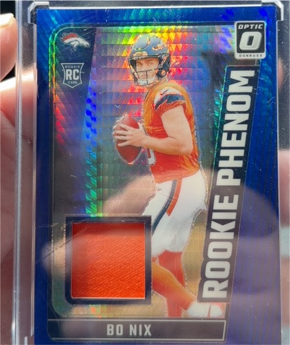 2024 Donruss Optic #RPB-BNX Bo Nix Rookie Phenoms Blue Hyper Prizm — front