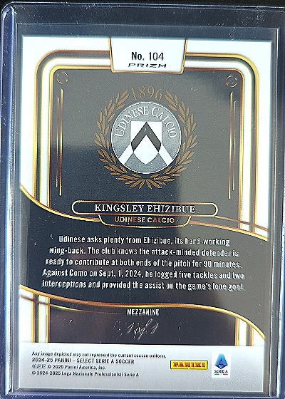 2024-25 Panini Select Serie A #104 Kingsley Ehizibue — back