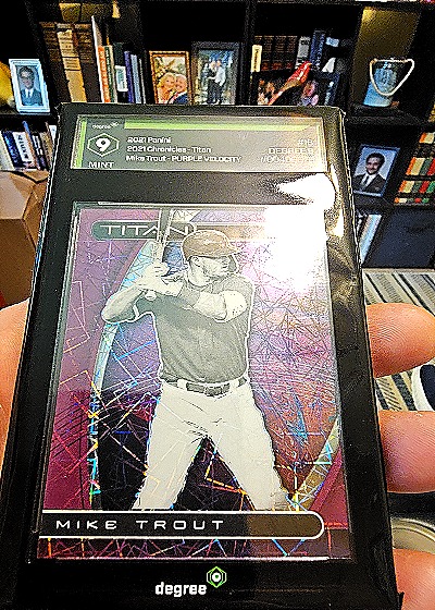 2021 Panini Chronicles Titan #8 Mike Trout Purple Velocity — front
