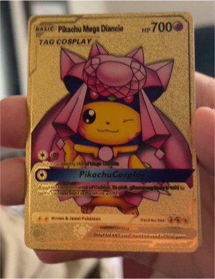 Pikachu Mega Diancie Tag Cosplay #008 Fan Art Gold Foil — front