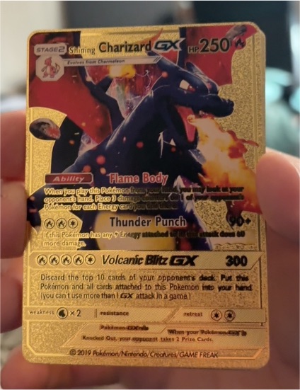 2019 Pokémon Shining Charizard GX Gold Foil Fan Art — front