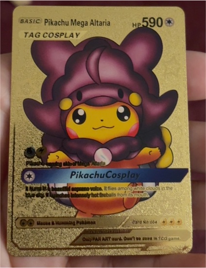 Pikachu Mega Altaria Tag Cosplay #004 Fan Art Gold Foil — front