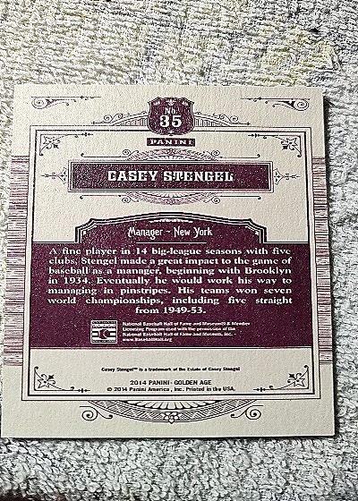 2014 Panini Golden Age #35 Casey Stengel — back