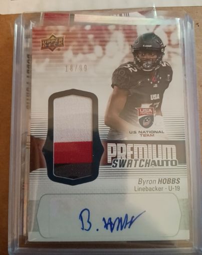 2018 Upper Deck USA Football Premium Swatch Auto #FS4 Byron Hobbs — front