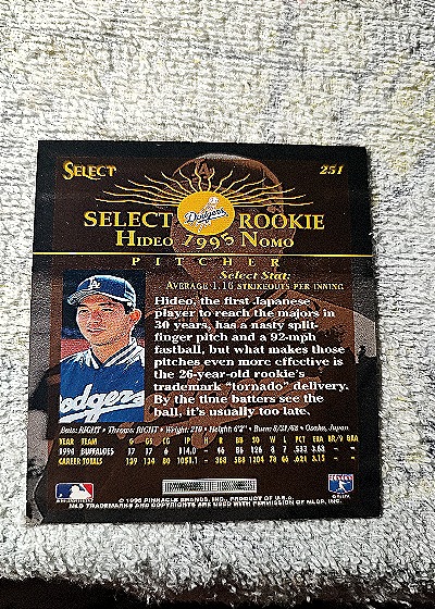 1995 Select #251 Hideo Nomo — back