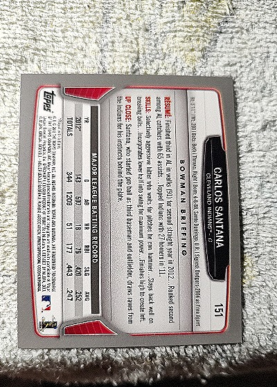 2002 Bowman #151 Carlos Santana — back