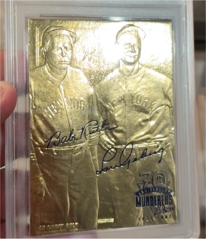 1997 Bleachers 23KT Gold Foil Sculptured #NNO Babe Ruth / Lou Gehrig — front