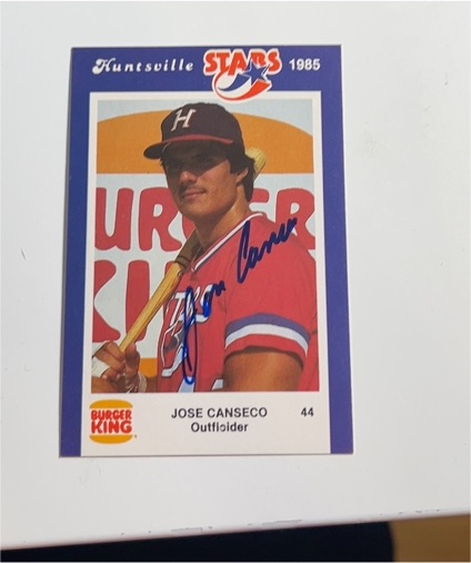 1985 Huntsville Stars Burger King #44 Jose Canseco — front