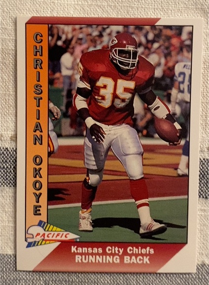 1991 Pacific #214 Christian Okoye — front