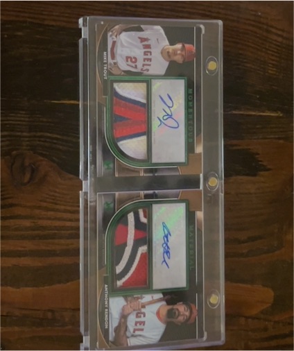 2021 Topps Museum Mike Trout Ken Griffey Jr Dual Auto Patch — front