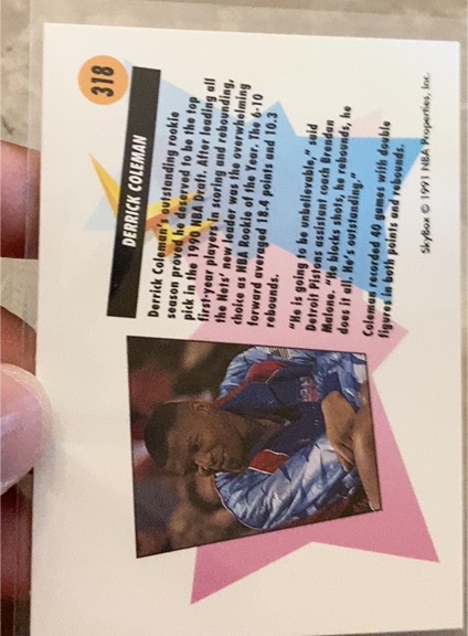 1991 SkyBox #318 Derrick Coleman — front