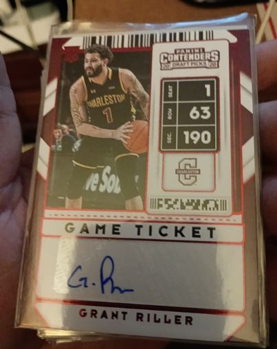 2020 Panini Contenders Draft Picks #1 Grant Riller Game Ticket — front