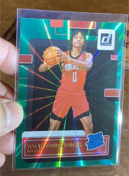 2022-23 Donruss #229 TyTy Washington Jr. Rated Rookie Green Laser — front