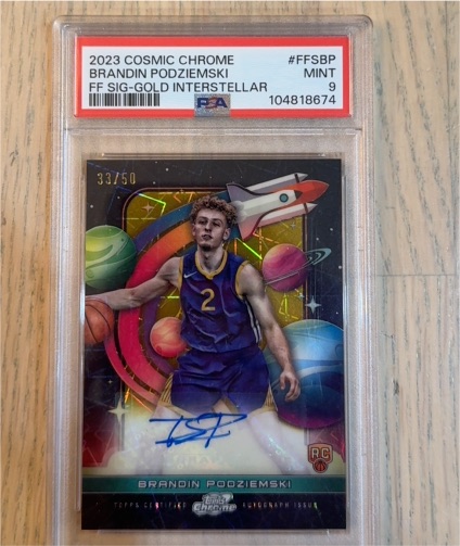 2023 Topps Cosmic Chrome First Flight Signatures Gold #FFSBP Brandin Podziemski — front