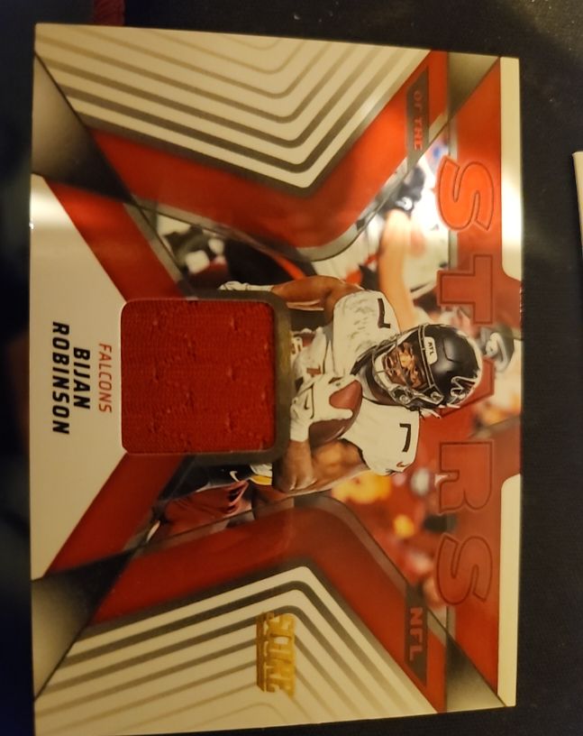 2025 Panini Score Stars of The NFL Bijan Robinson Patch SNJ-BRN Falcons — front
