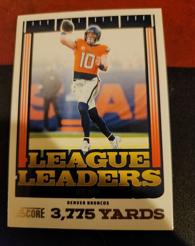 2025 Panini Score #11 Bo Nix League Leaders Insert — front