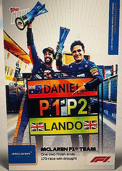 2021 Topps Now Formula 1 #52 McLaren F1 Team Daniel Ricciardo / Lando Norris — front