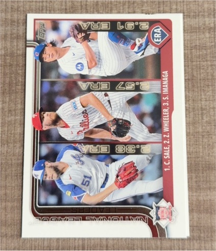 2025 Topps #272 National League Leaders ERA Chris Sale / Zack Wheeler / Shota Imanaga — front