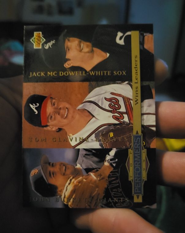 1994 Upper Deck Top Performers #306 Jack McDowell / Tom Glavine / John Burkett — front