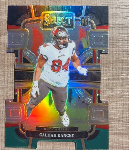 2023 Panini Select #93 Calijah Kancey Rookie Neon Green Prizm Die Cut Buccaneers — front