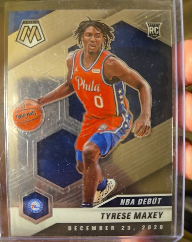 2020-21 Panini Mosaic #263 Tyrese Maxey NBA Debut Rookie Card — front