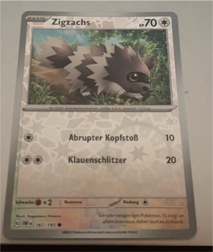2022 Pokémon SV03: Obsidian Flames #167 Zigzachs — front