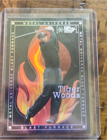 2021 Skybox Metal Universe Champions Blast Furnace #BF-20 Tiger Woods — front
