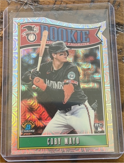2025 Bowman Chrome #ROY-2 Coby Mayo Rookie of the Year Favorites Mojo Refractor — front