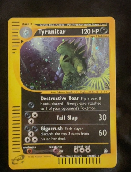 2003 Pokemon Aquapolis #H28 Tyranitar — front