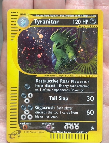 2002 Pokemon Aquapolis #H28 Tyranitar — front