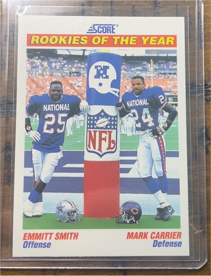 1991 Score #675 Emmitt Smith / Mark Carrier Rookies of the Year — front