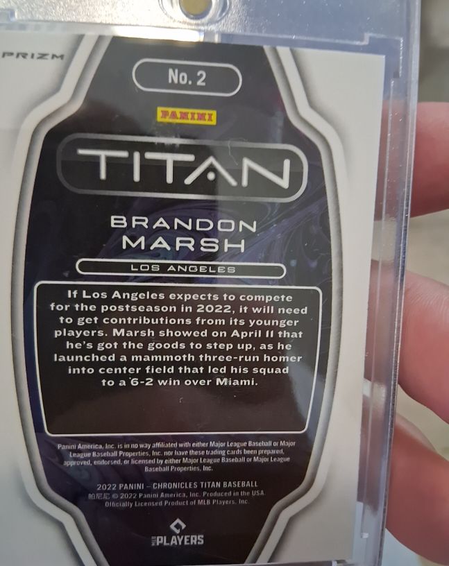 2022 Panini Chronicles Titan #2 Brandon Marsh Rookie RC — front