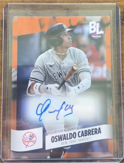 2024 Topps Big League Electric Orange Auto #BEO-OC Oswaldo Cabrera — front
